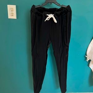 Monrow Rayon Black Satin Pants